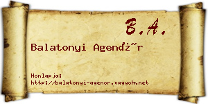 Balatonyi Agenór névjegykártya